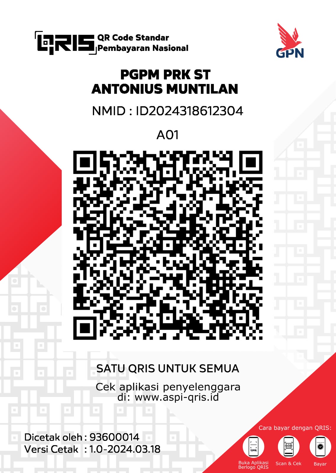 QRIS donasi 1 Paroki Santo Antonius Muntilan